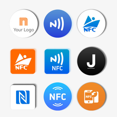 13.56MHz NFC Passive RFID Tag Waterproof PVC/Epoxy/PET Coated Paper Label Sticker UHF Communication Interface QR Code Size 25mm